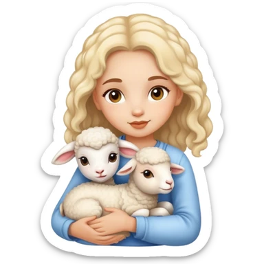  Cute lamb Girl with happy cute lamb sticker