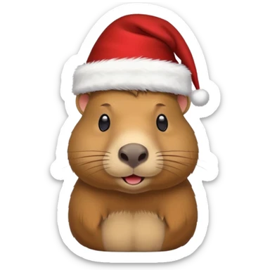 Capybara con gorrito de navidad emoji para Whatsapp  sticker