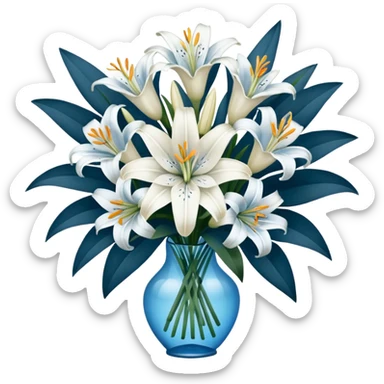 Big white and blue bouquet of Lillie’s  sticker