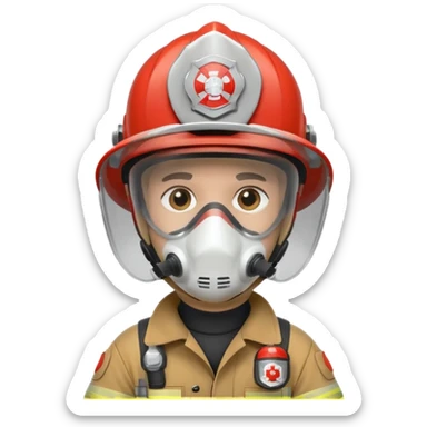 Firefighter with respiratory protection white color helmet sticker