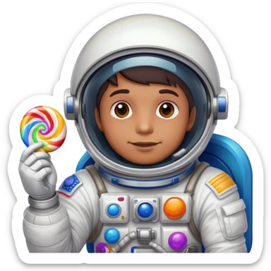 Cosmic astronaut holding a colorful candy, astro runtz sticker