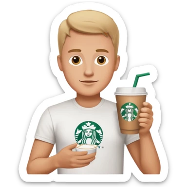 white man enjoying Starbucks coffee sticker