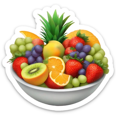 strawberries, pineapples, grapes, kiwis, oranges, fruit bowl sticker