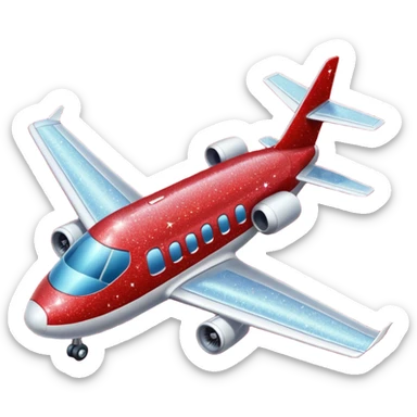 Airplane Happy Red Glitter  sticker