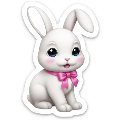 Cute bunny with pink bow sticker