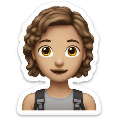 Brown hair girl with braces sticker