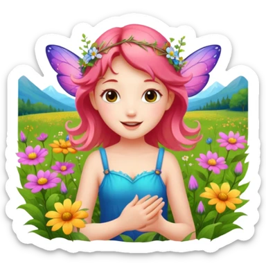 Fairy frolicking in a field sticker