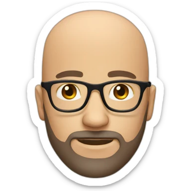 bald man with beard with glasses sticker