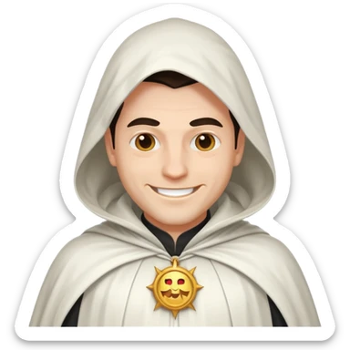 white cloak villain smiling, male sticker