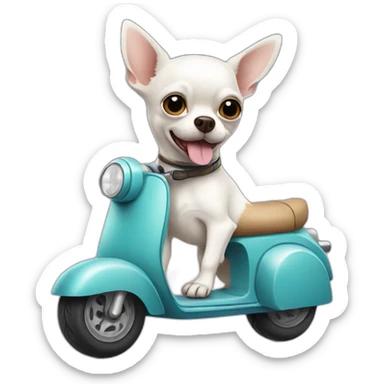 white chihuahua on scooter sticker