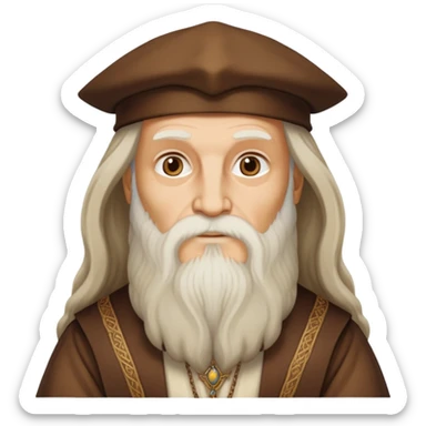 Leonardo da Vinci with long beard and Renaissance clothing sticker