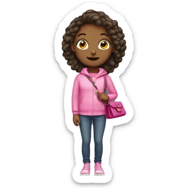 Girl wearing pink with purse sticker