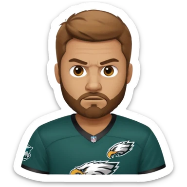 Angry eagles fan male with short light brown hair and beard sticker