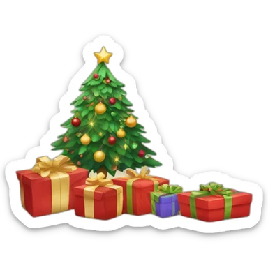 christmas presents underneath tree sticker