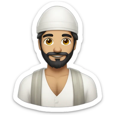 pakistani man with white prayer hat and messy black beard fursona sticker