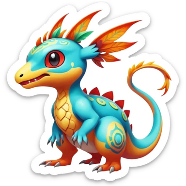 cool exotic fantasy-creature-Fakémon-Pokémon, full body, with random markings  sticker