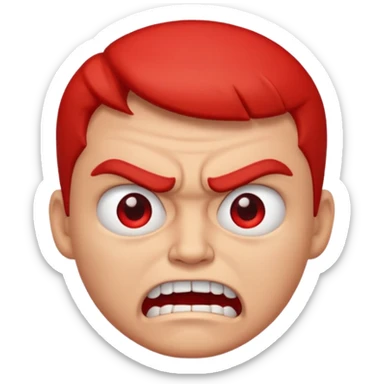 emoji representing anger, furrowed brows, clenched teeth, red face sticker