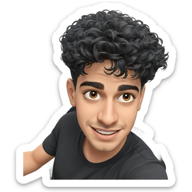 smiling boy in black shirt sticker