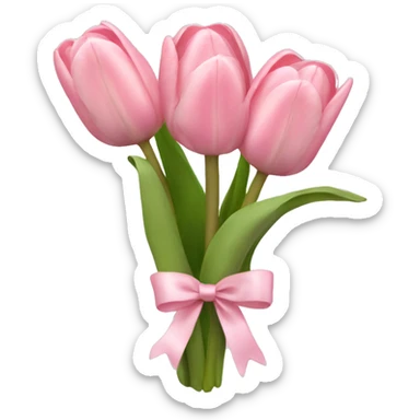 light pink tulip bouquet with light pink bow sticker