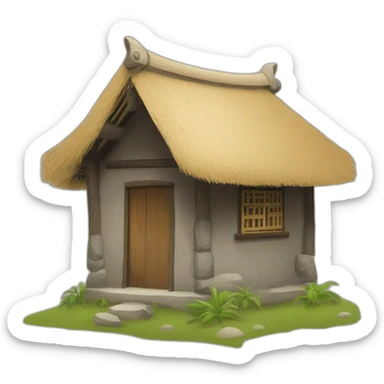 a Chinese-style hut with a thatched roof sticker