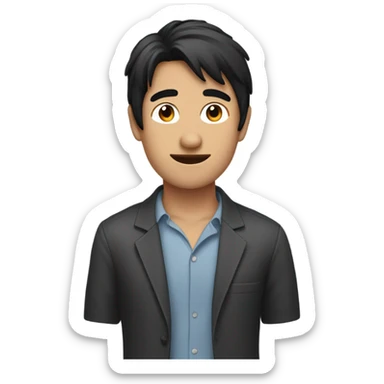 A guy with black hair and a donut as his body sticker