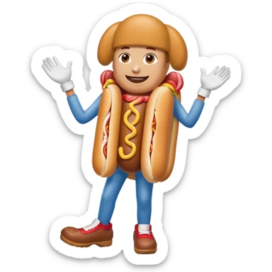 Hot dog with what shoes and white gloves similing  sticker