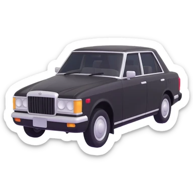 Toyota Crown from the 1980s, boxy sedan with angular design sticker