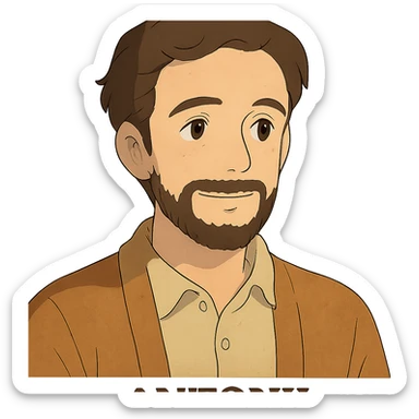 ghibli style portrait of a man named Antony, gentle and warm sticker