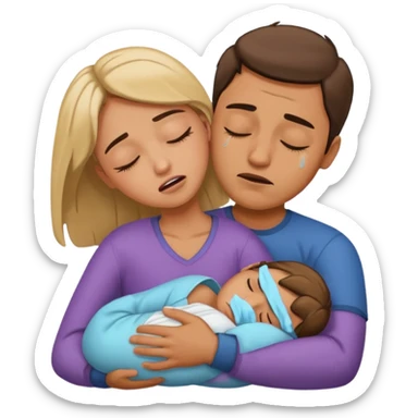 A man holding a sleeping woman in his arms whilst crying  sticker
