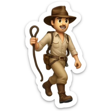indiana jones walking on the mountain with a whip sticker