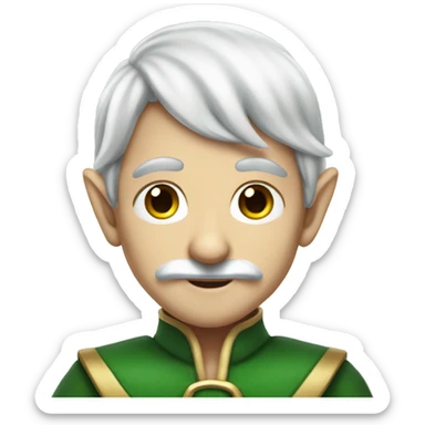 a young white haired elf with a big black mustache disgui sticker
