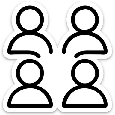 minimalist logo for adhubby.com, four founders, collaborative theme, abstract icon, monochrome or limited palette, approachable and professional sticker