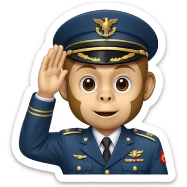 monkey face performing a military salute, friendly and expressive, classic emoji style 🫡 sticker