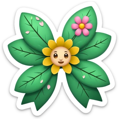 forest character small bow with flower petals sticker