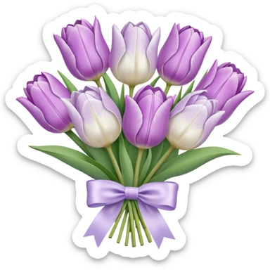 Pastel lilac tulip bouquet with bow sticker