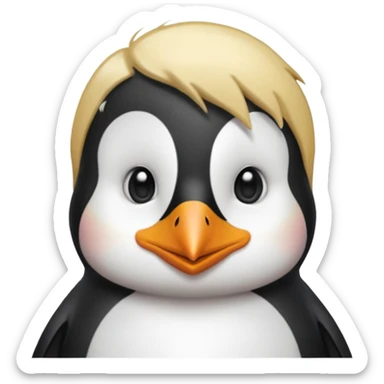 Pingüino con cabello rubio sticker