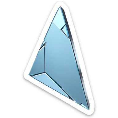 broken mirror shard emoji, sharp chrome edges, high contrast reflections, futuristic minimal 3D style, isolated on white sticker