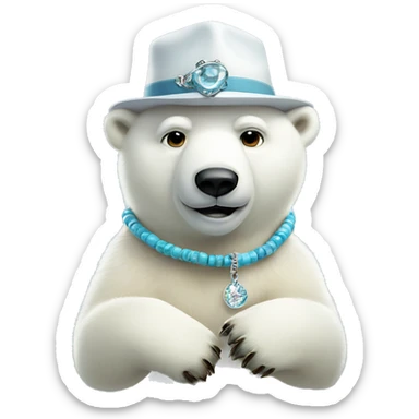 Polar Bear with a bracelet and a hat sticker