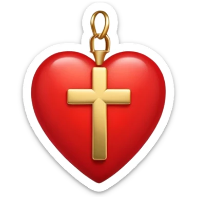 Red heart with gold cross sticker