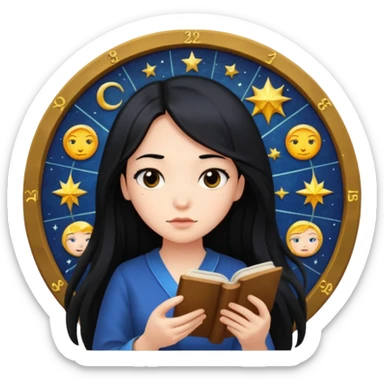 emoji of a girl with long hair reading a horoscope sticker