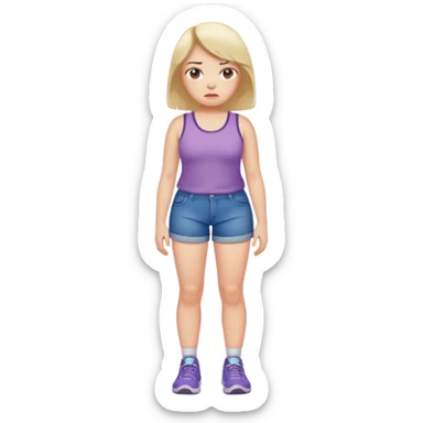 Sad girl with cellulite on legs sticker