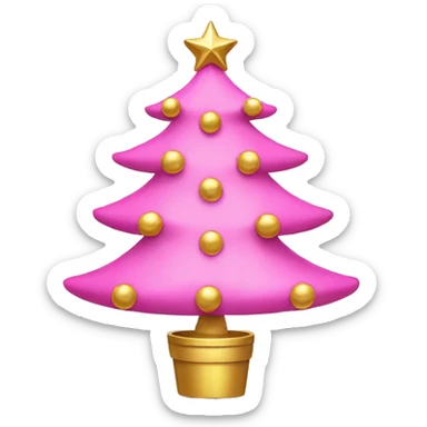 pink christmas tree with gold ornaments  sticker