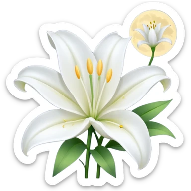 Crescent moon and lilly sticker