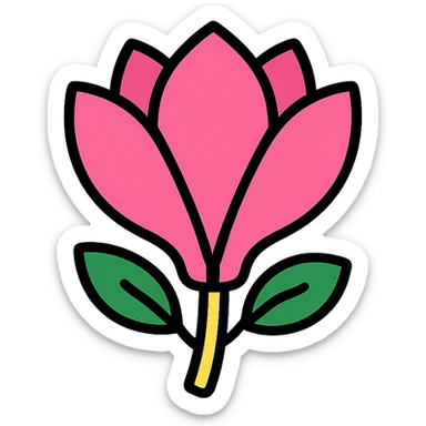 magnolia flower, color outline icon sticker