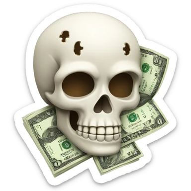 skull emoji with dollar signs  sticker