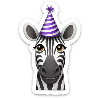 Zebra wearing party hat  sticker