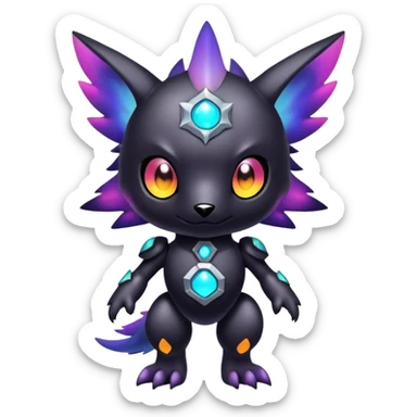Cute cool colorful dark nebula Digimon-animal-hybrid full body sticker