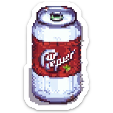 pixel art style Dr Pepper soda can with retro video game feel sticker