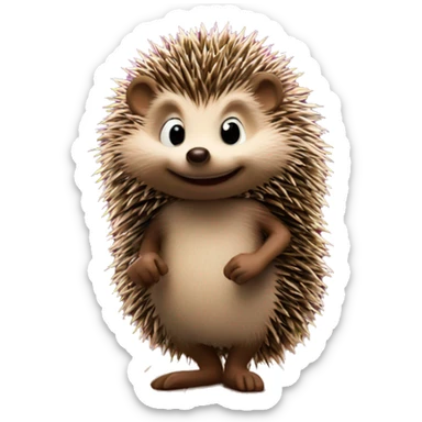 The hedgehog stands on the stage sticker