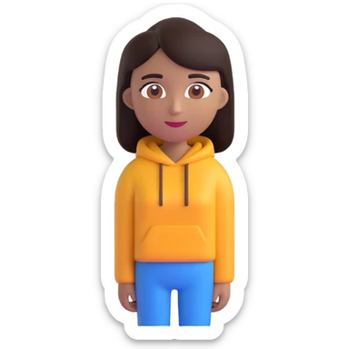 40-year-old woman with straight dark hair and medium skin, 3D emoji style sticker